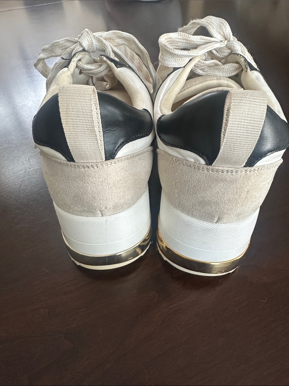 J/Slides Urban Sport Women's Bebe Fashion Wedge Sneaker Cream/Black/Gold Size 7 - Picture 4 of 9